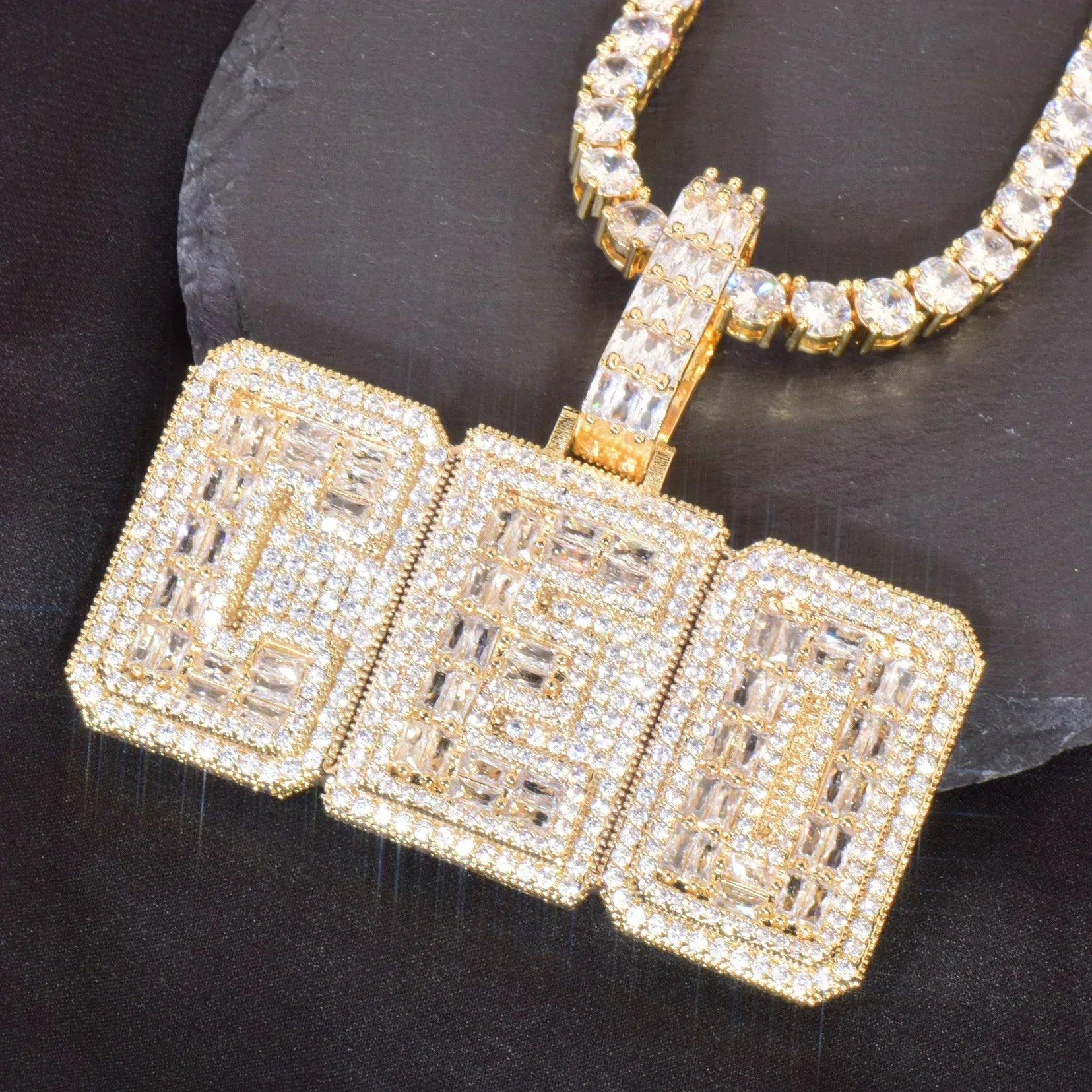 Iced Out Block Letter Pendant | DIY CZ Initial Hip Hop Trendy Necklace - CaratixJewelry